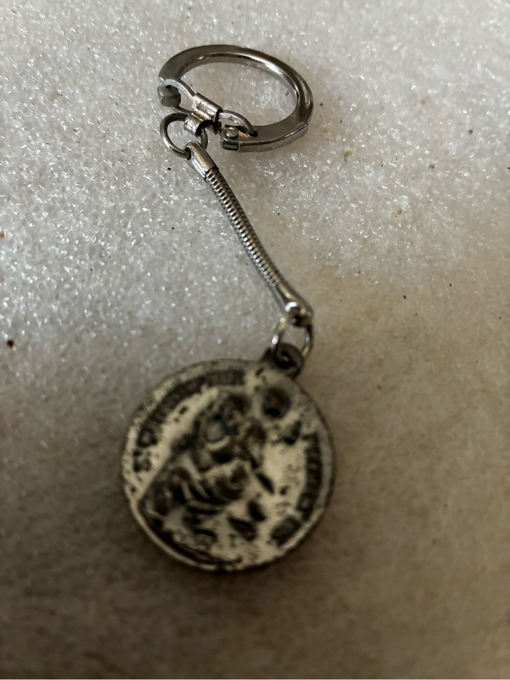 Silver-Tone religion Keychain - antique